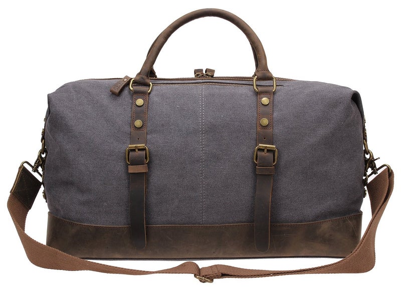 Berchirly Travel Bags Men Military Canvas Leather Large Tote Duffle Bag Carry on Luggage Weekend Handbag - Image 1
